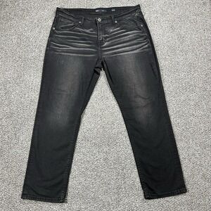 BKE Nolan Jeans Mens 36x30 Black Straight Mid Rise Dark Wash Stretch Denim